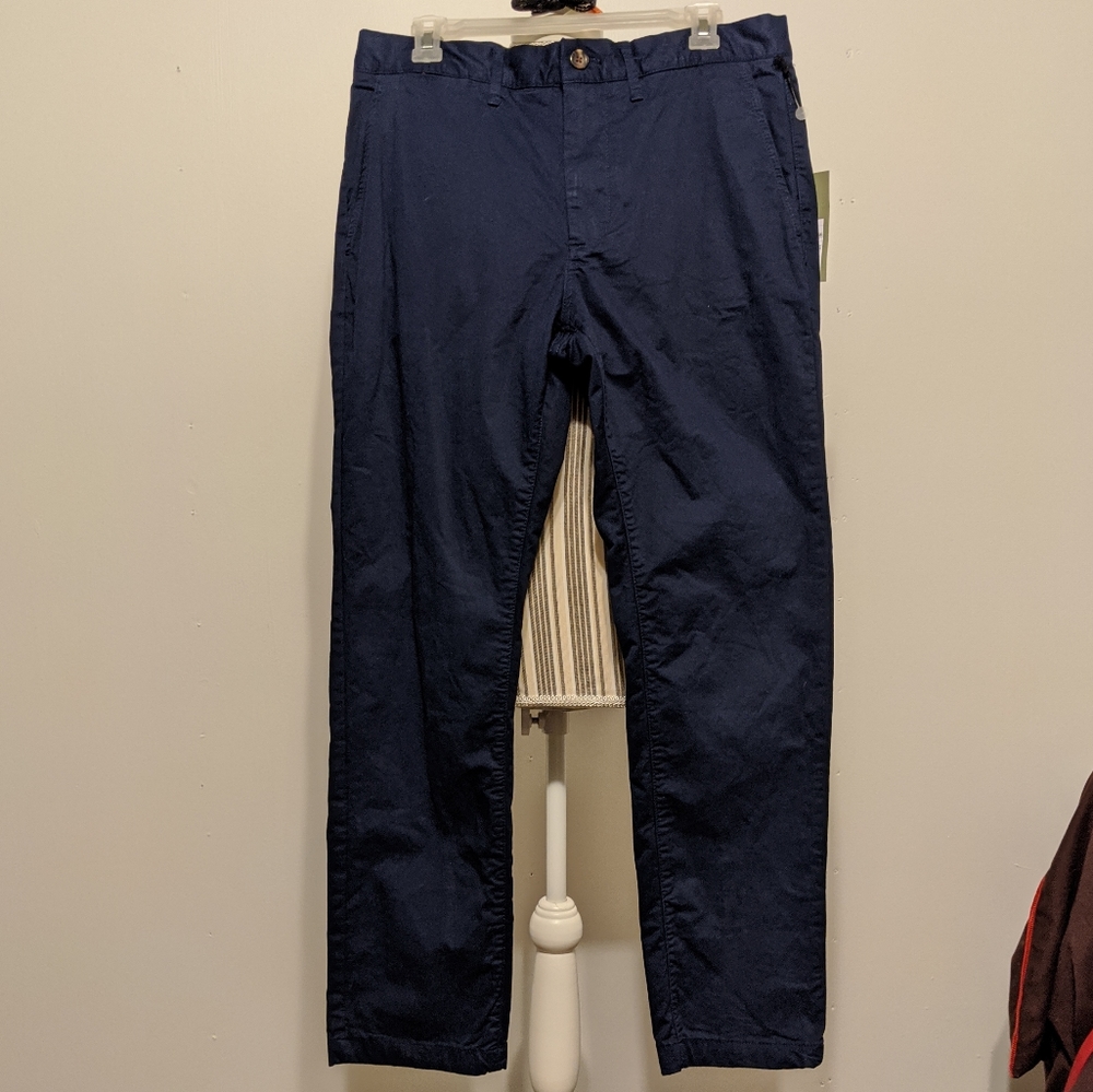 Navy flannel lined slim Chino nwt